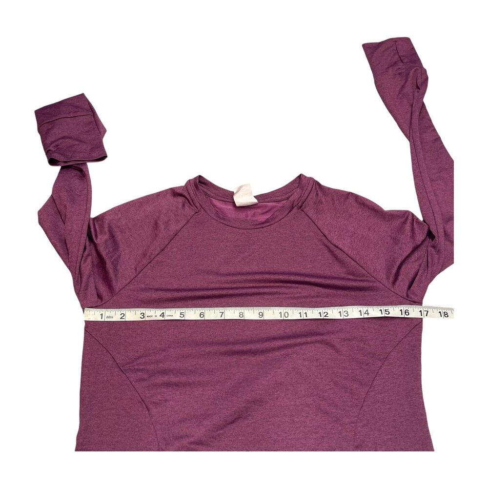 Athletic Works Shirt Women's Small Purple Thumb Hole Sleeve Crew Neck Running - Picture 5 of 7